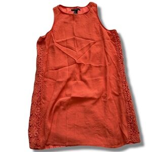 Forever 21 Orange Sleeveless Mini Dress | Boho Floral Lace Trim Summer Medium